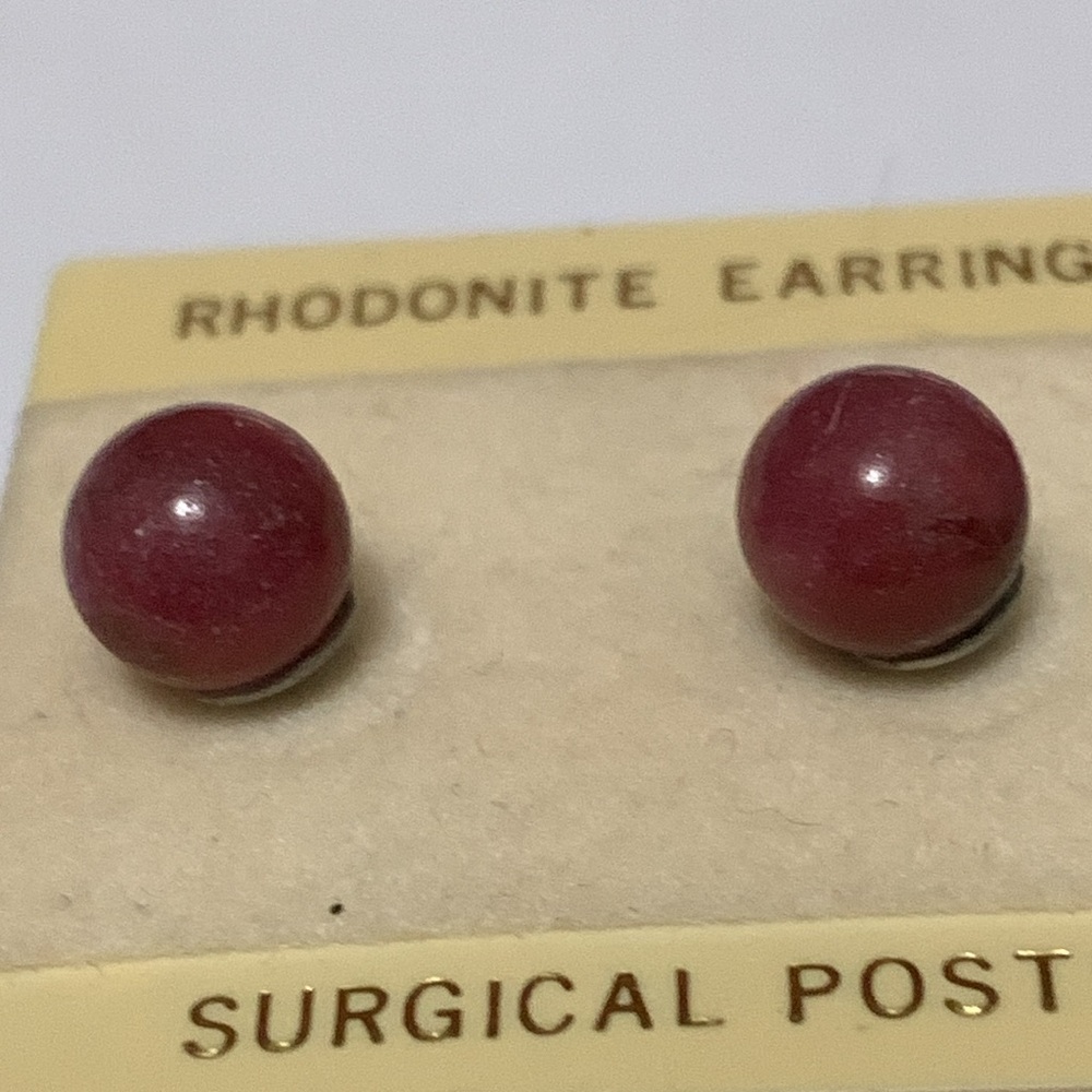 New vintage Genuine Rhodonite studs earrings